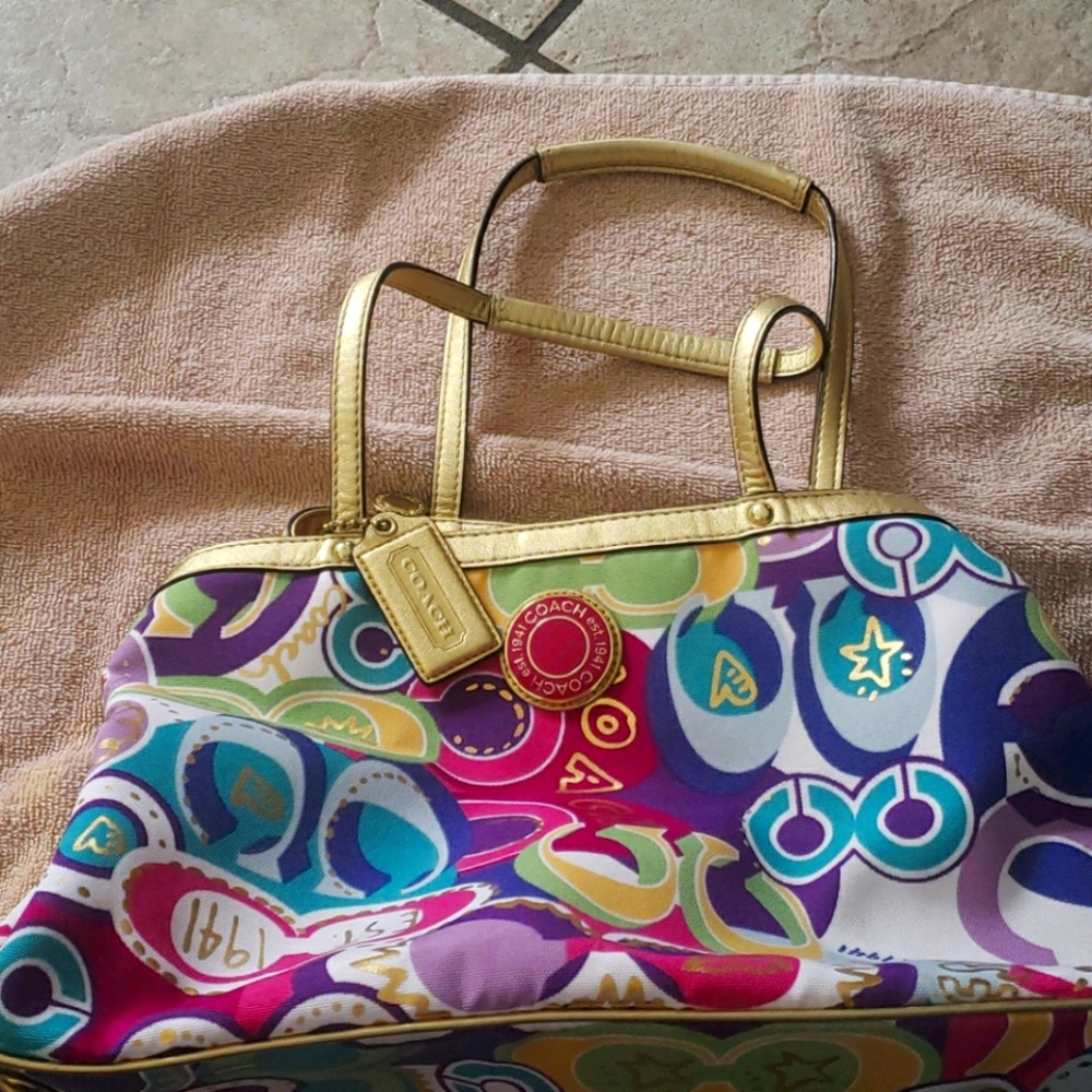 Coach multi color handbag